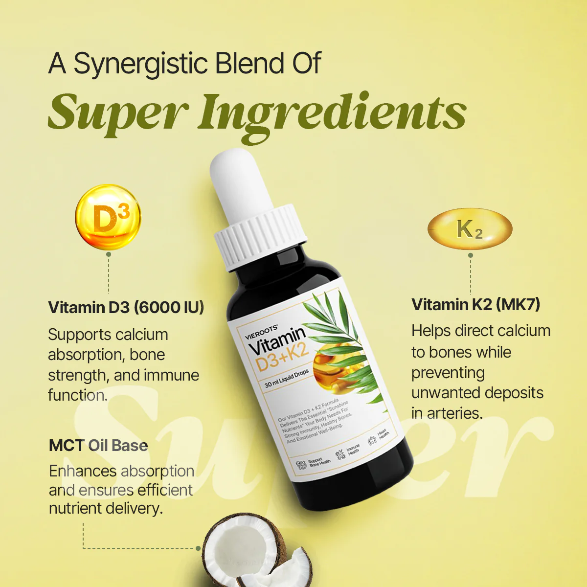 Vieroots Vitamin D3 + K2 Liquid Drops - Image 3